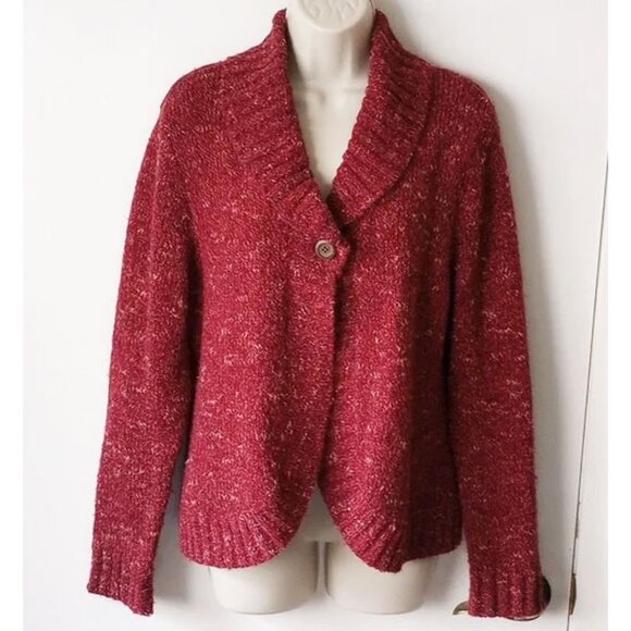 Charter Club Sweaters - *50off3* Charter Club Shawl-Collar Short Cardigan L Heathered Red-Orange
